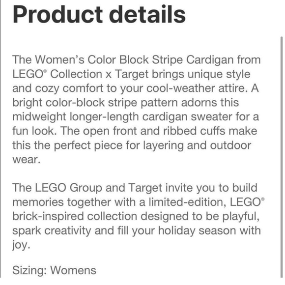 Lego X Target Collaboration Color Block Duster Cardigan NWT XS - Picture 5 of 10